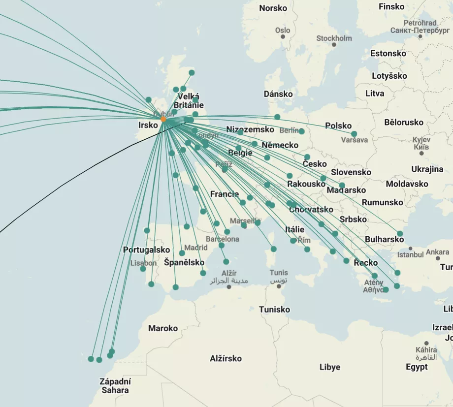 Aer Lingus ruttkarta