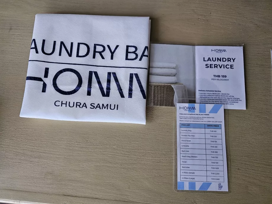 Tvättsäck och prislista