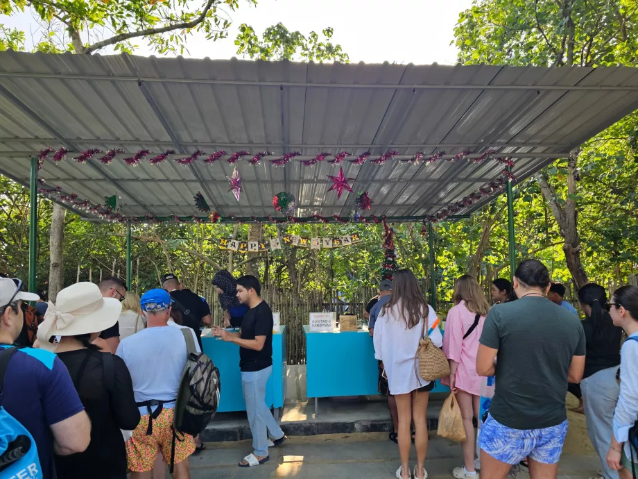 Incheckning före avresa vid kajen (och betalning av entréavgiften till nationalparken)