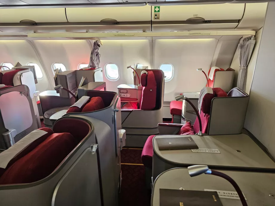 Bakre delen av business class-kabinen