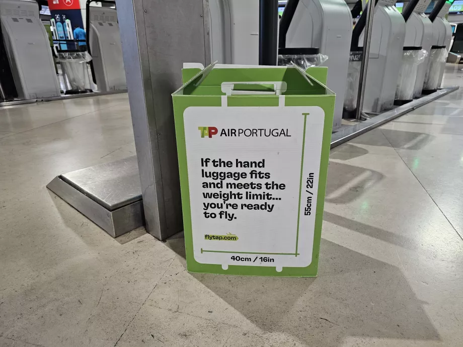 Mall för mätning av handbagage, TAP