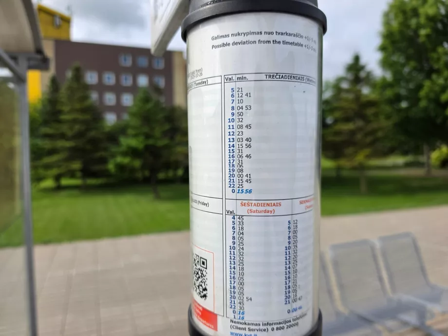 Tidtabell för linje 29