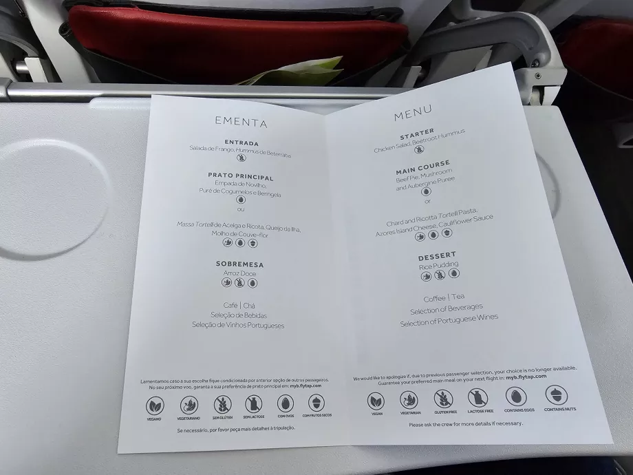 Menyer i business class i Europa