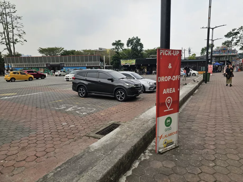 Upphämtningsplats för Grab-appen vid Batu Caves