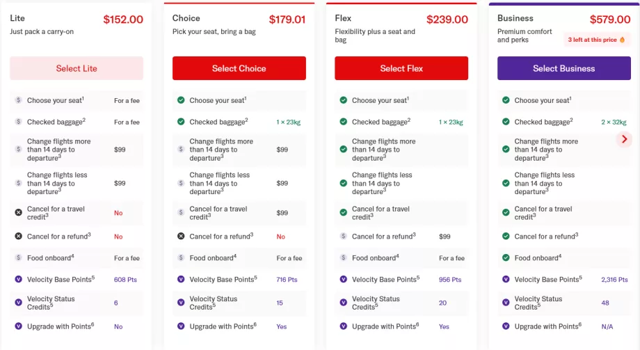 Virgin Australia biljettpriser