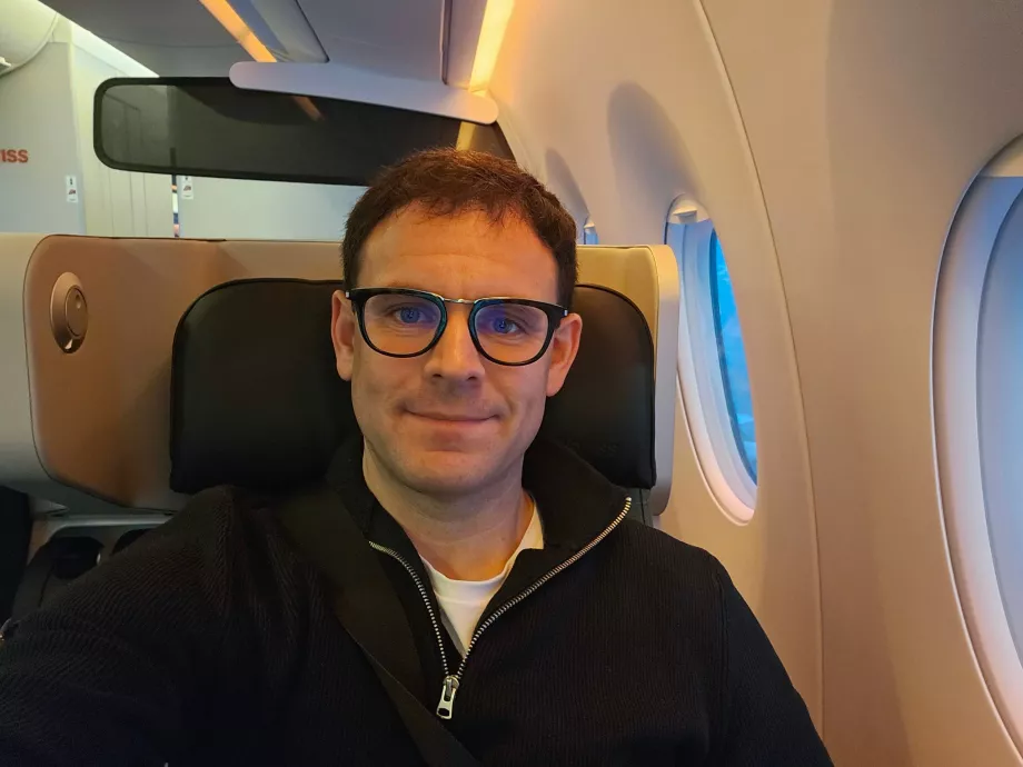 Jag i Swiss Premium Economy