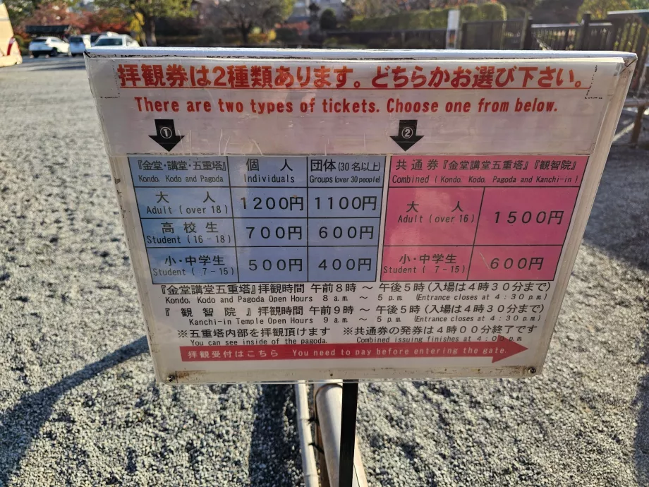 Pris för inträde till To-ji Temple