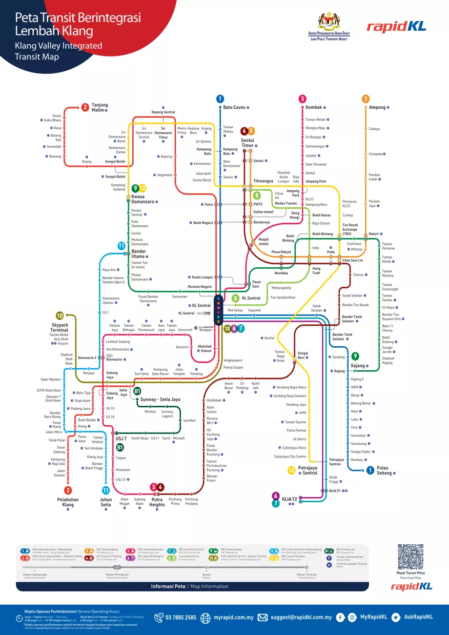 Karta över järnvägar i Kuala Lumpur