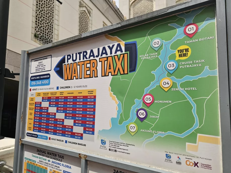 Karta över vattentaxi