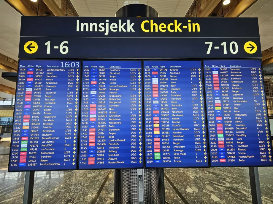 Avgång ombord på Oslo flygplats