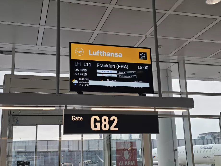 Ombordstigning på flyget till Frankfurt