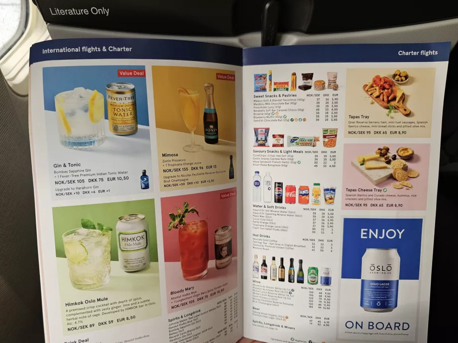 Meny ombord på Norwegian