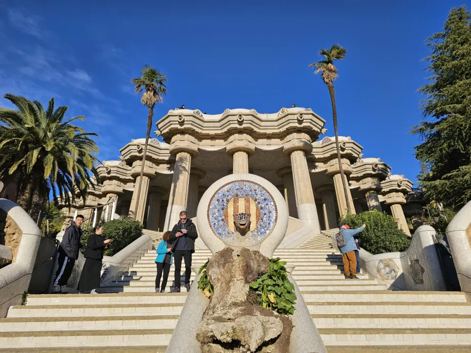 Park Güell, salamander på trappan