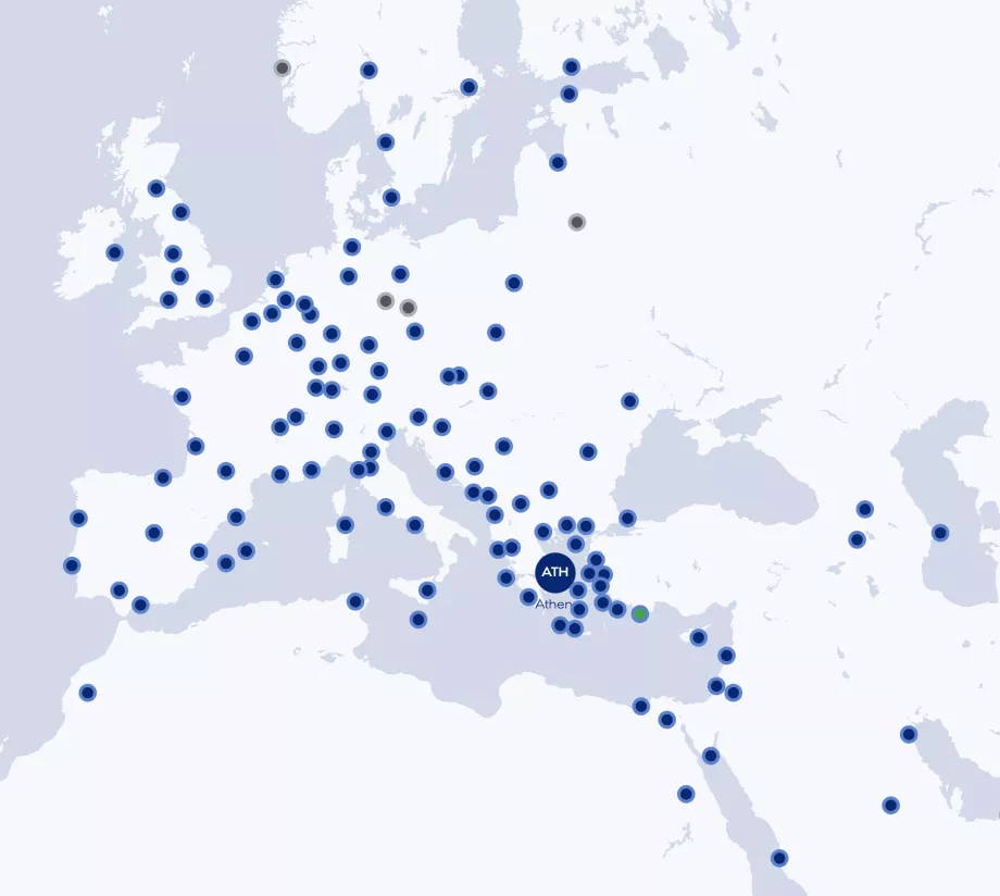 Färdvägskarta Aegean Airlines