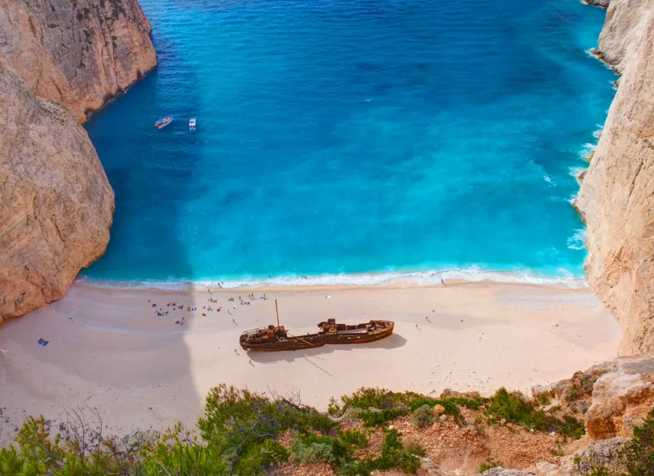 Båt på Navagio-stranden