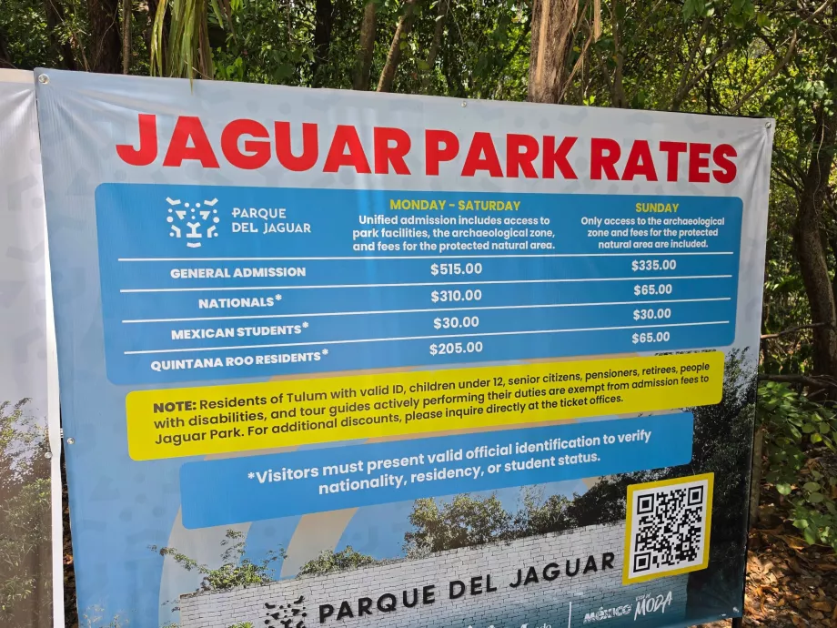 Arkeologiska utgrävningsplatsen i Tulum, inträdespriser