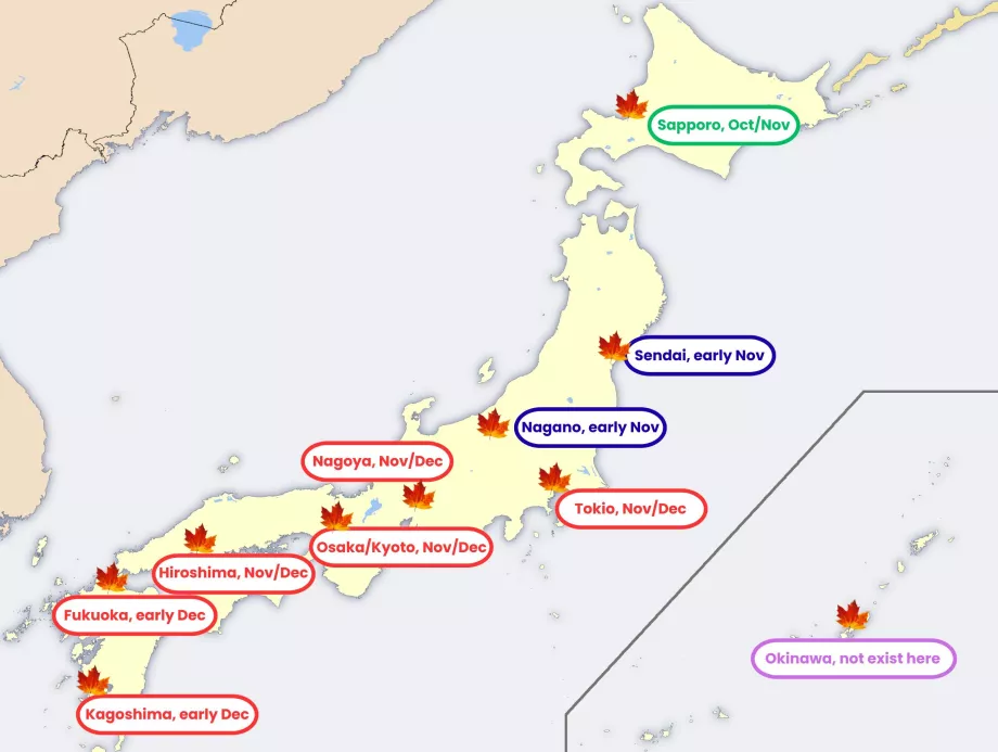Karta över japanska höstfärger