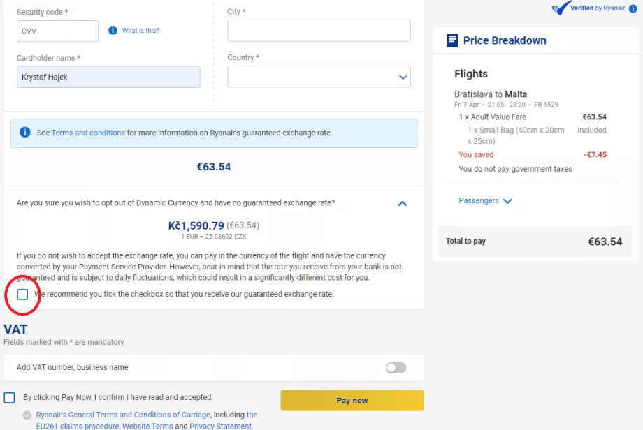 Avmarkera ett förvalt alternativ genom att klicka på