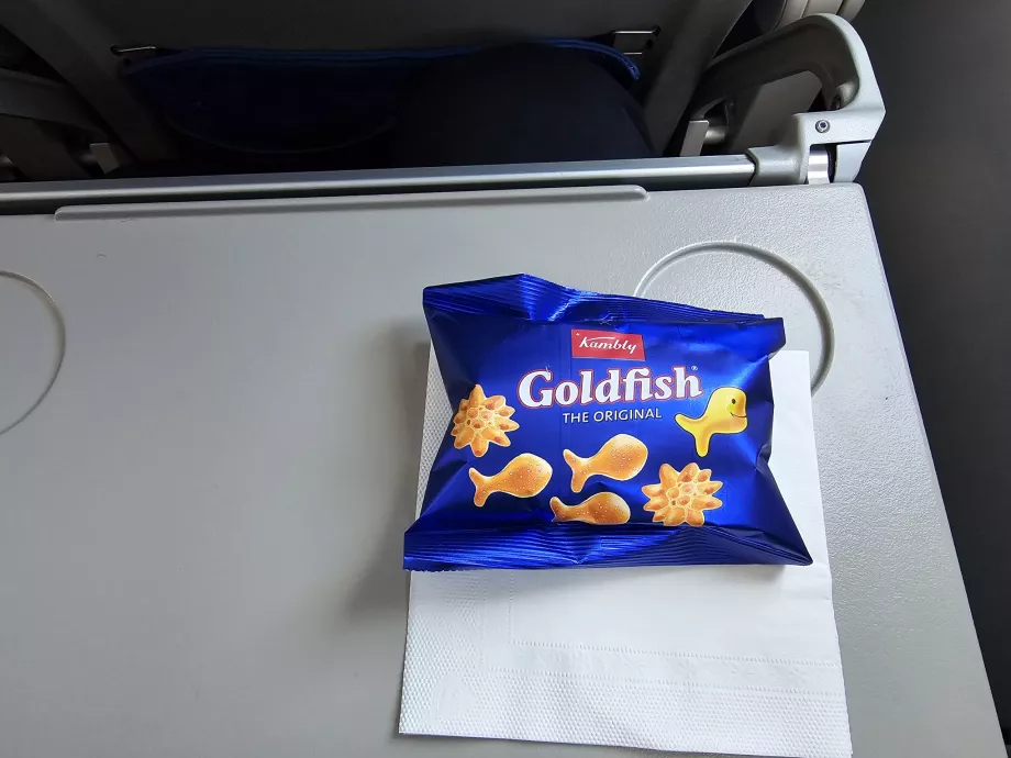 Snack innan landning på en Europaflygning