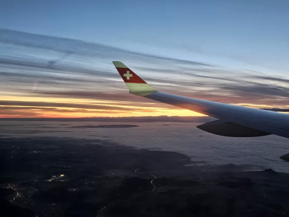 Vinge under flygning Prag - Zürich