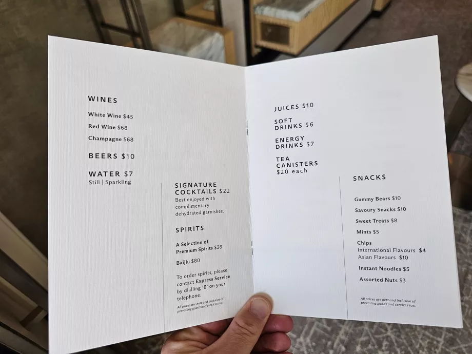 Prislista för minibar