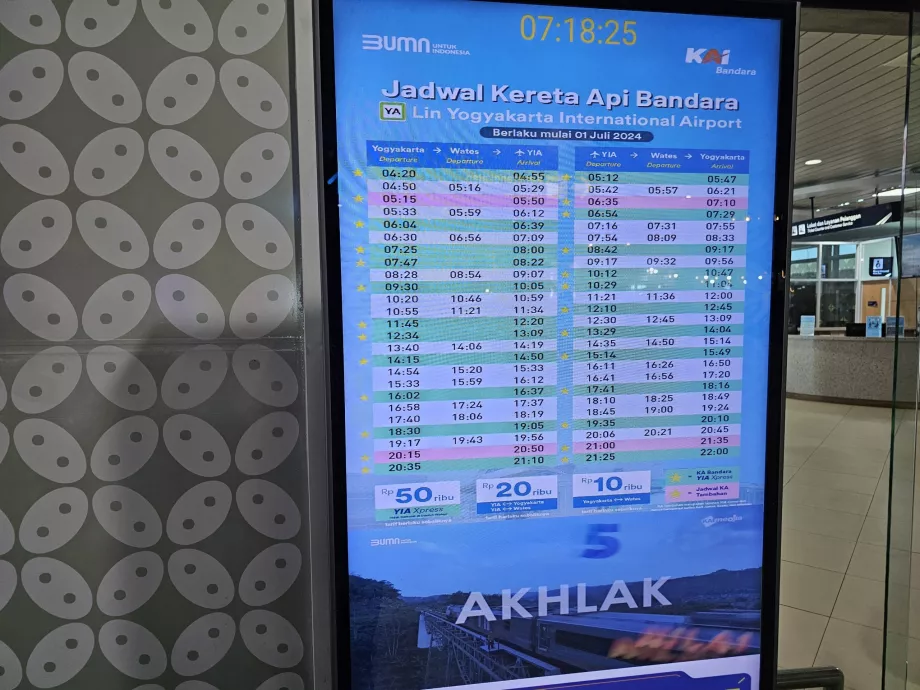 Tidtabell för tåg till/från YIA