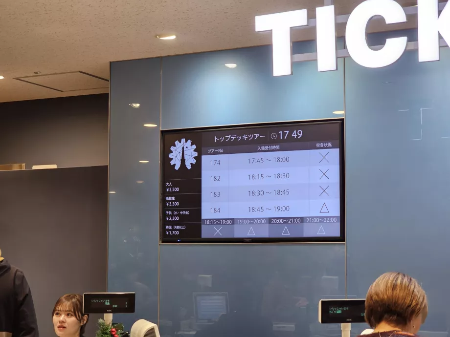 Information om antalet gratisbiljetter till översta våningen