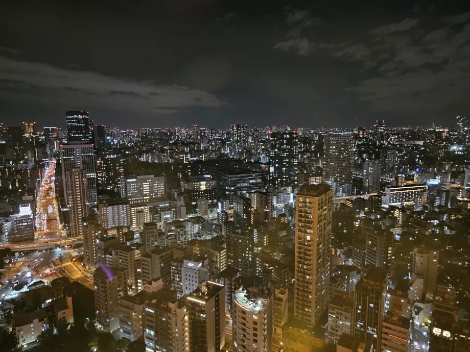 Utsikt från huvudobservationsdäcket under natten