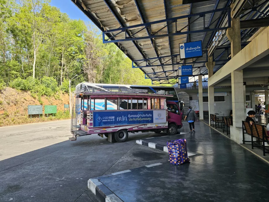 Rosa buss vid bussterminal 2