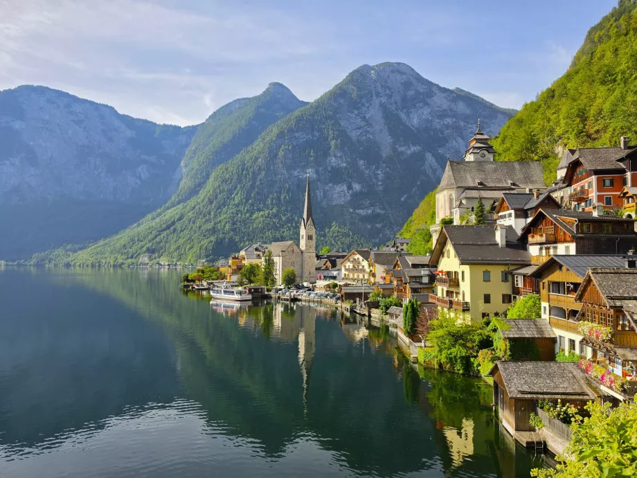Den mest kända utsikten över Hallstatts centrum