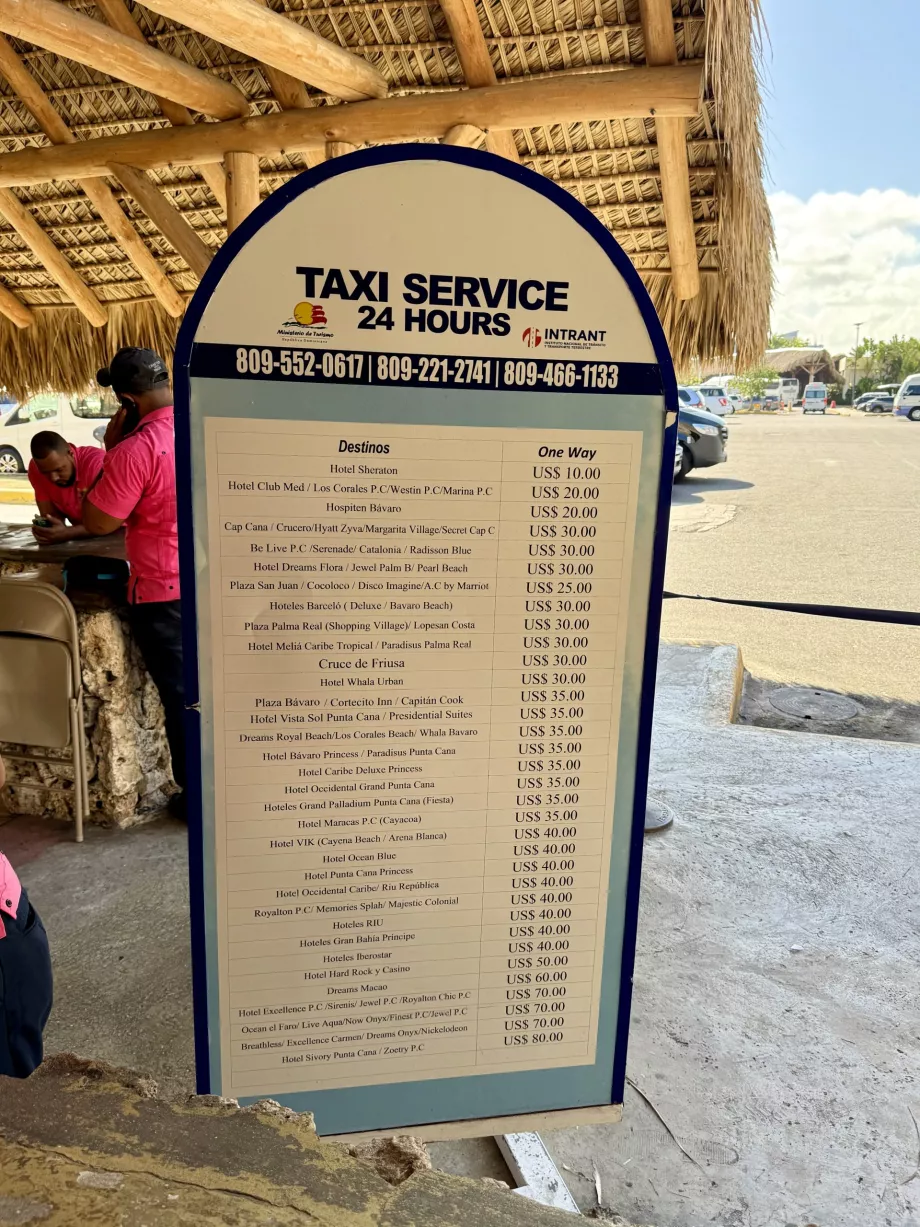 Prislista för taxi från Punta Cana Flygplats PUJ