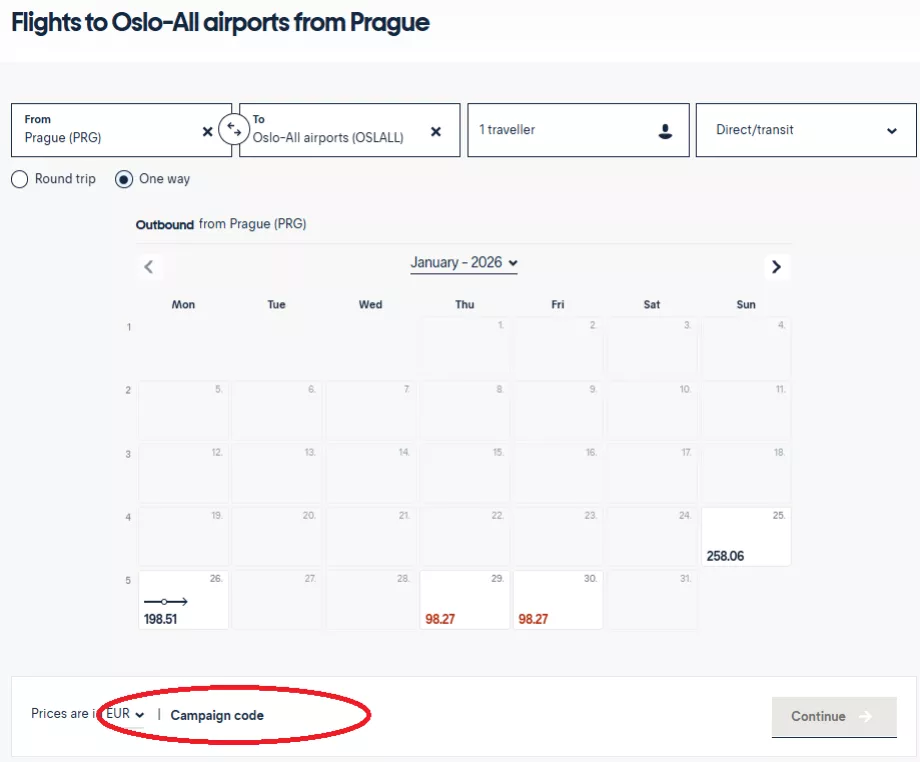 Fält för att ange kampanjkoden