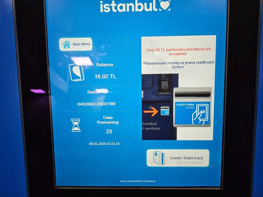 IstanbulKart laddningsmaskin