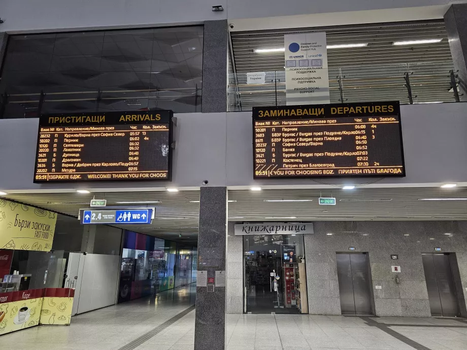 Avgångar, Sofia järnvägsstation