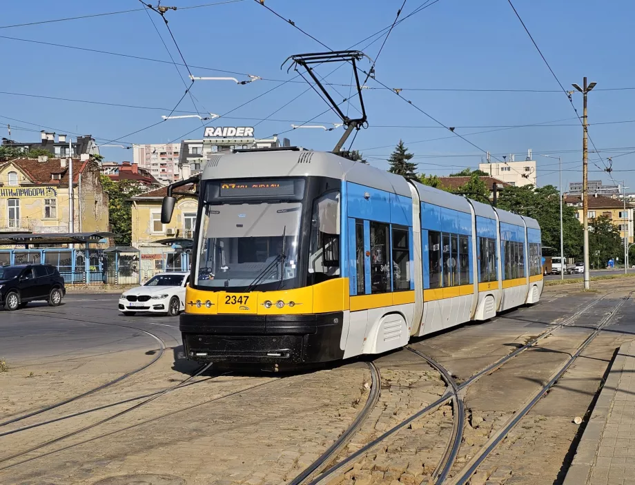Modern spårvagn i Sofia