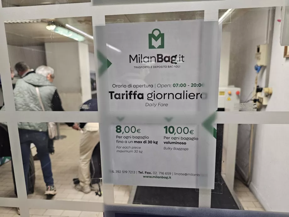 Priser för bagageförvaring, 2026