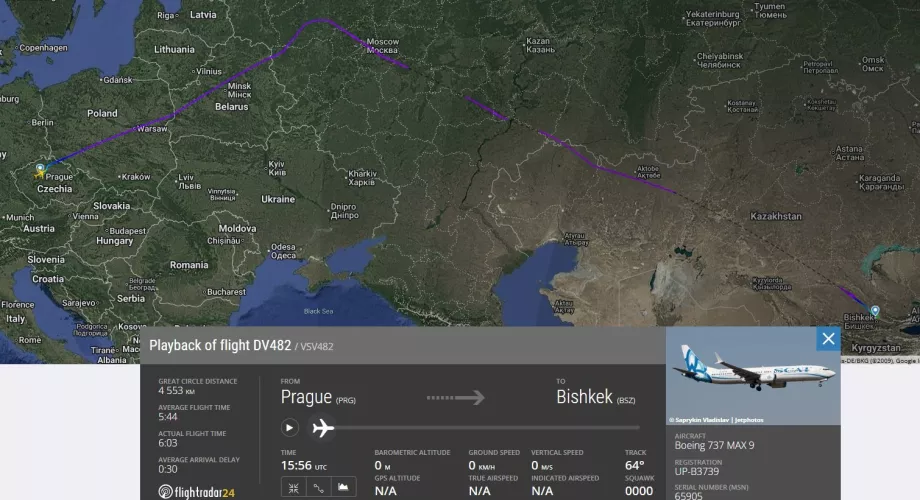 Flyg Prag - Bishkek