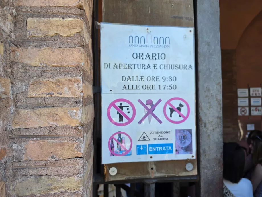 Öppettider för Bocca della Verita