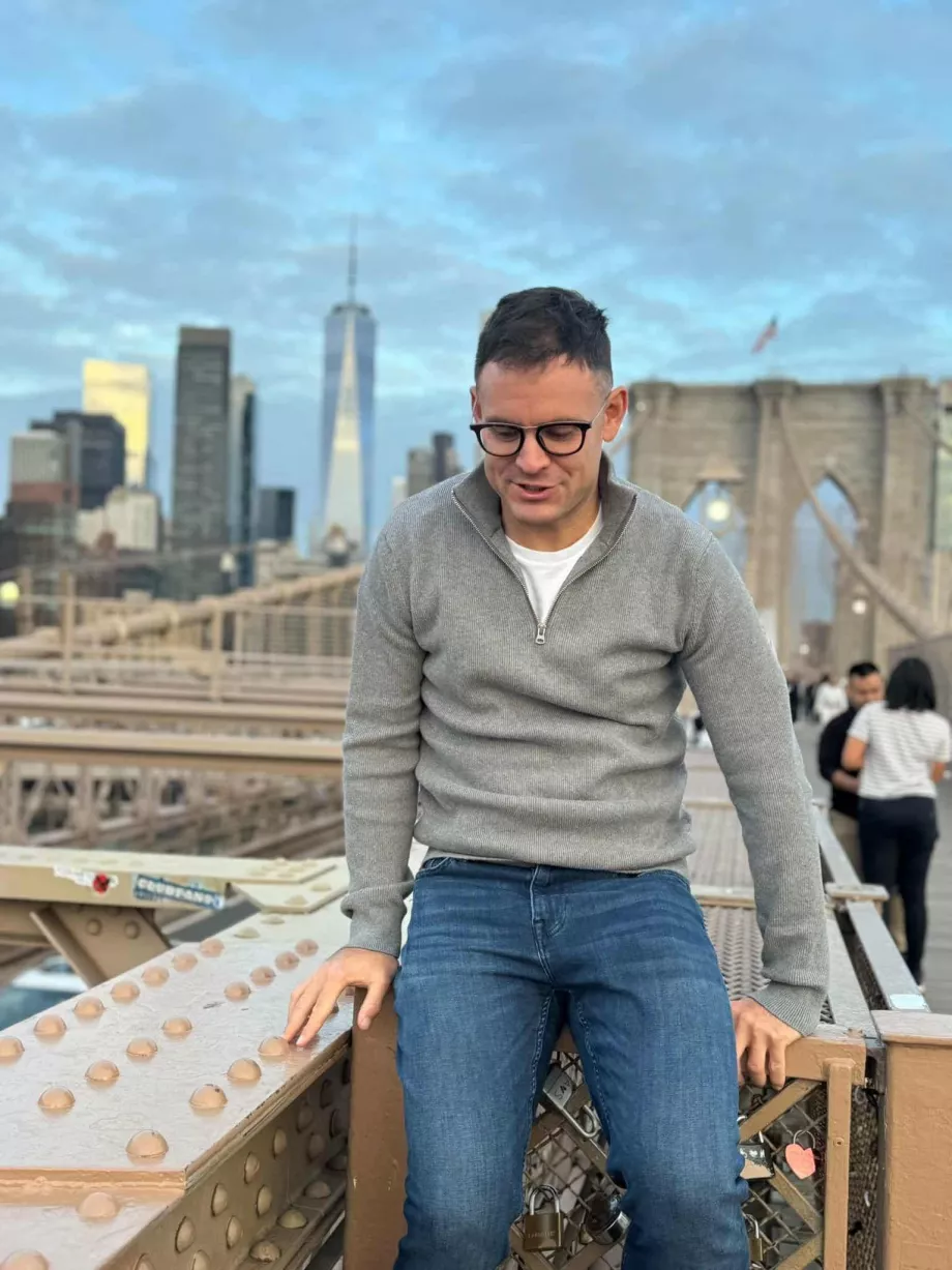 Jag på Brooklyn Bridge