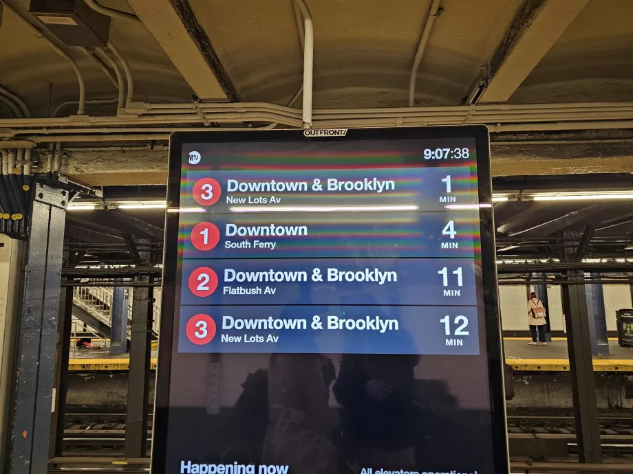 Informationstavlor för tunnelbanans avgångar
