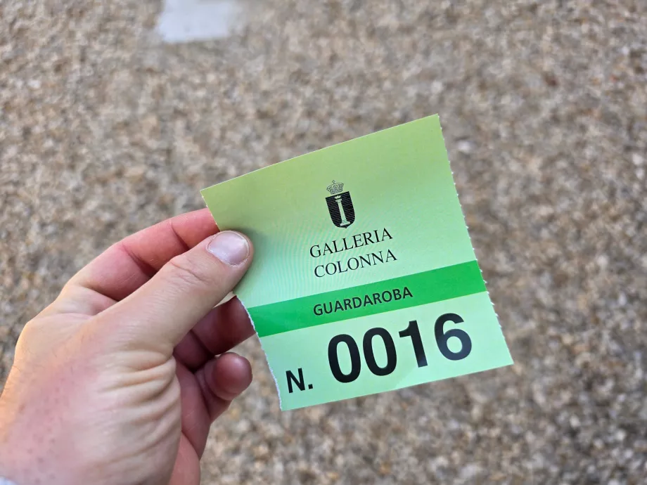 Galleria Colonna, biljett från bagagerummet