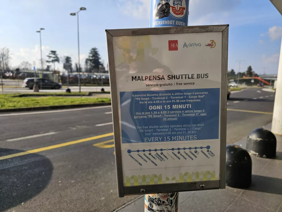 Information om skyttelbussar mellan terminalerna