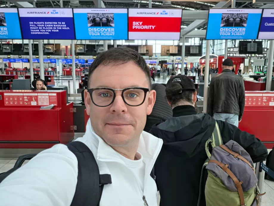 Incheckning för en flygning i Prag