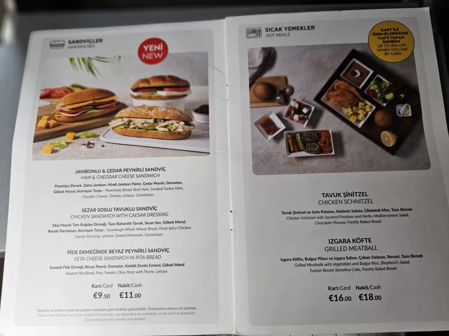 Pegasus Airlines meny