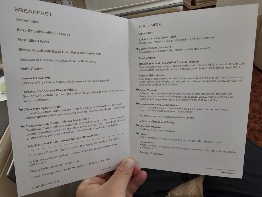 Meny på DEL-MEL-flyget