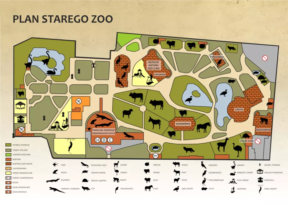 Karta över den gamla djurparken i Poznan