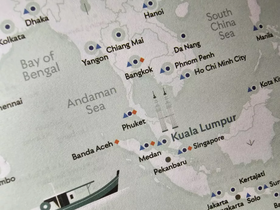 Karta över destinationer (Firefly markerad med en orange kvadrat)