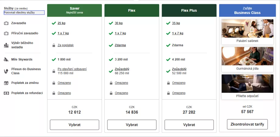 Emirates priser i ekonomiklass
